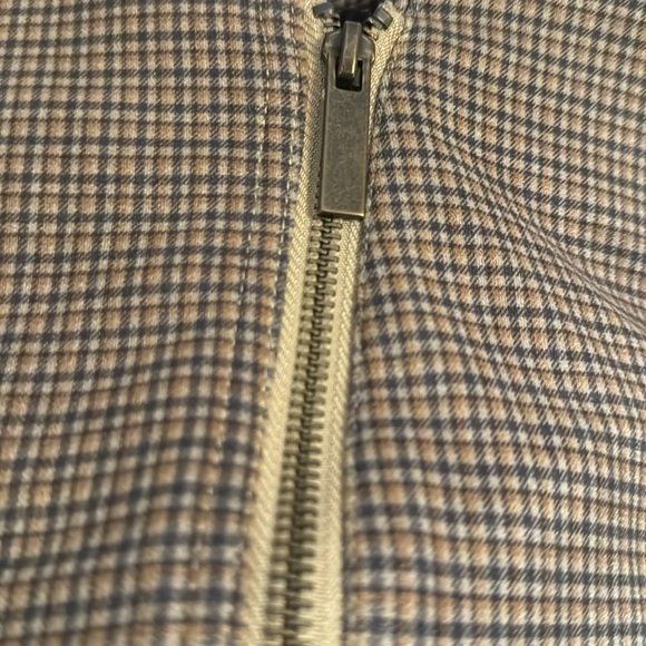 DG2 Diane Gilman tan olive green‎ houndstooth zipper front jacket Sz M - Picture 8 of 8